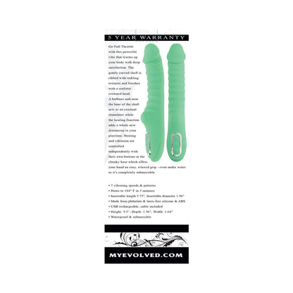 EVOLVED - FULL THROTTLE RECHARGEABLE WARMING VIBRATOR SILICONE MINT GREEN