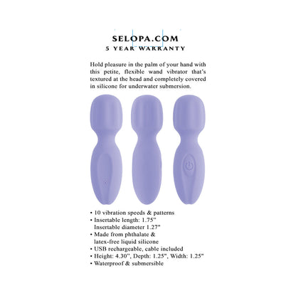 SELOPA LIL'' WAND RECHARGEABLE MINI WAND SILICONE PURPLE