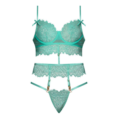 MAGIC SILK - SOSTÉN LARGO HASTA LA CINTURA Y BRAGA CON VOLANTES CARIBBEAN CRUSH AQUA GLOW TALLA GRANDE
