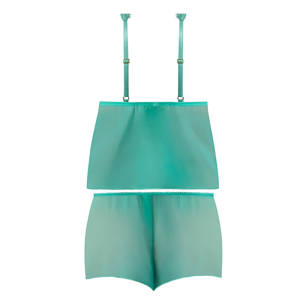 CARIBBEAN CRUSH FLUTTER CAMI & SHORT SET AQUA GLOW