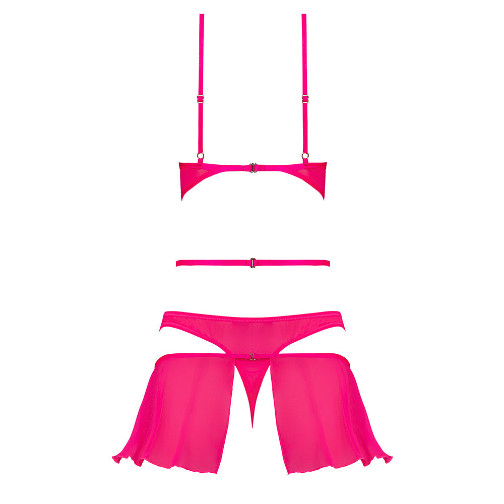 MAGIC SILK - KINK BRALETTE HIGH LEG PANTY & GARTER SKIRT SET GLOW
