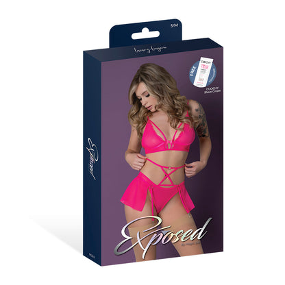 MAGIC SILK - KINK BRALETTE HIGH LEG PANTY & GARTER SKIRT SET GLOW