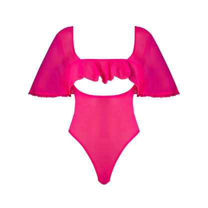 MAGIC SILK PINK KINK FLUTTER SLEEVE TEDDY PINK GLOW S/M