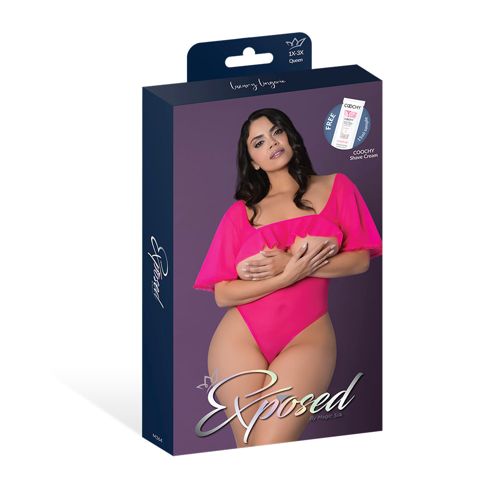 MAGIC SILK PINK KINK FLUTTER SLEEVE TEDDY PINK GLOW QUEEN SIZE