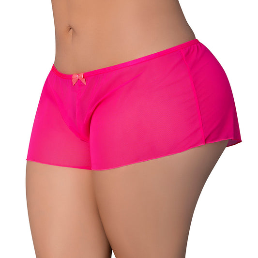 MAGIC SILK - PINK KINK FLOWY BOY SHORT PINK GLOW QUEEN SIZE