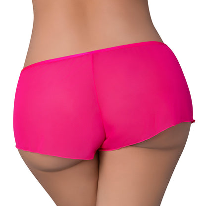 MAGIC SILK - PINK KINK FLOWY BOY SHORT PINK GLOW QUEEN SIZE