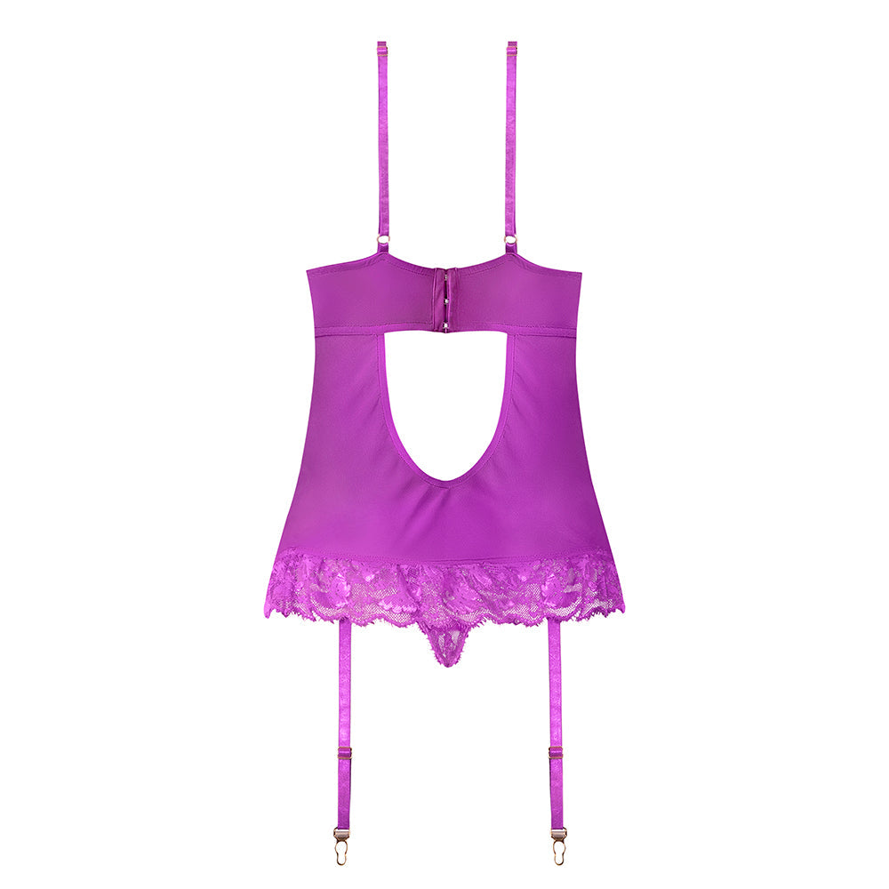 MAGIC SILK - BUTTERFLY FANTASIES BASQUE & CHEEKY PANTY SET NEON