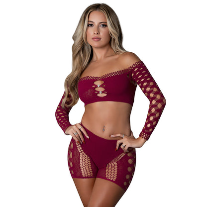 MAGIC SILK - CONJUNTO DE CROP TOP Y PANTALÓN CORTO SIN COSTURAS