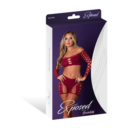 MAGIC SILK SEAMLESS CROP TOP & SHORT SET BURGUNDY O/S