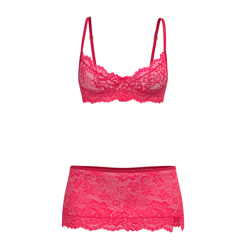 MAGIC SILK - GET IT GIRL BRA, SKIRT & THONG SET DIVA PINK QUEEN SIZE