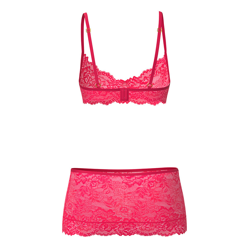 MAGIC SILK - GET IT GIRL BRA, SKIRT & THONG SET DIVA PINK QUEEN SIZE