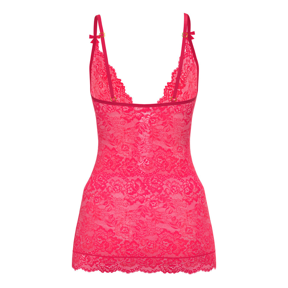 MAGIC SILK GET IT GIRL PLUNGE CHEMISE & G-SET DIVA PINK L/XL