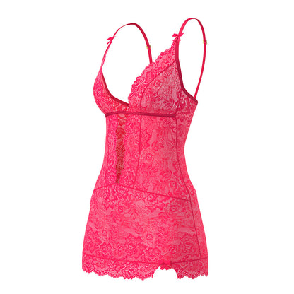 MAGIC SILK GET IT GIRL PLUNGE CHEMISE & G-SET DIVA PINK QUEEN SIZE