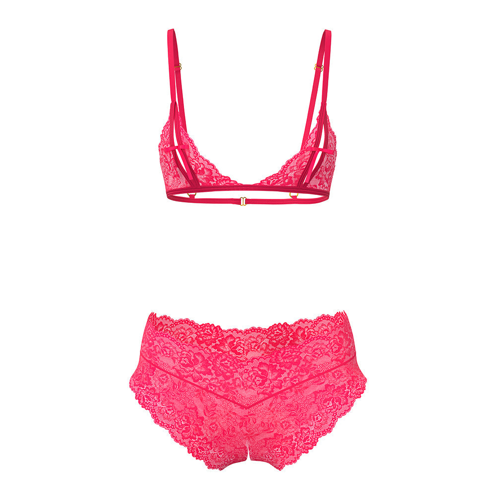 MAGIC SILK - GET IT GIRL BRALETTE PEEK-A-BOO & BOY SHORT DE TIRO ABIERTO DIVA PINK TALLA QUEEN