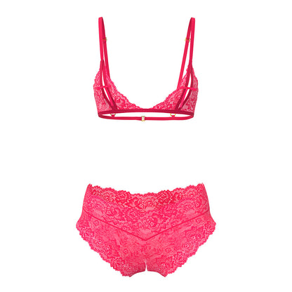 MAGIC SILK - GET IT GIRL BRALETTE PEEK-A-BOO & BOY SHORT DE TIRO ABIERTO DIVA PINK TALLA QUEEN