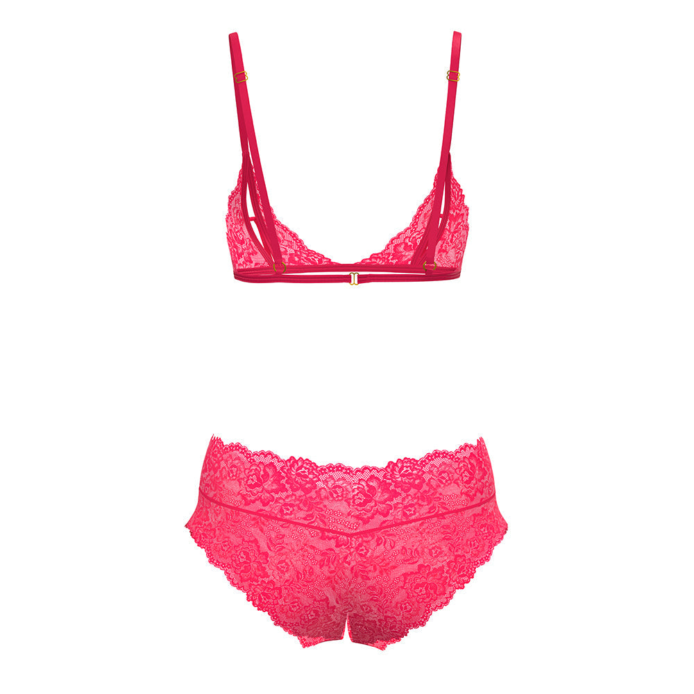 GET IT GIRL PEEK-A-BOO BRALETTE & SPLIT CROTCH BOY SHORT DIVA PINK