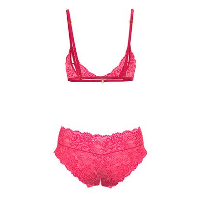 MAGIC SILK - GET IT GIRL BRALETTE PEEK-A-BOO & BOY SHORT DE TIRO ABIERTO DIVA PINK TALLA QUEEN