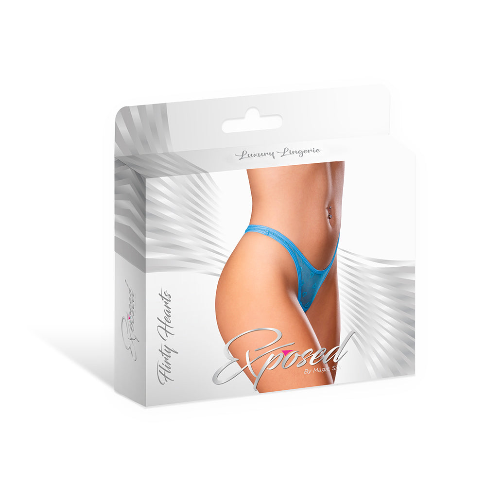 MAGIC SILK FLIRTY HEARTS LOW RISE MICRO THONG BLUE SUGAR L/XL