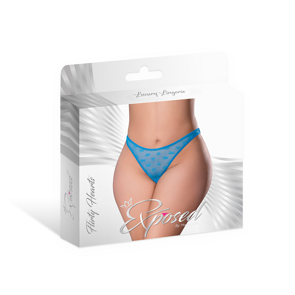 MAGIC SILK FLIRTY HEARTS LOW RISE MICRO THONG BLUE SUGAR QUEEN SIZE
