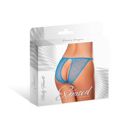 MAGIC SILK FLIRTY HEARTS OPEN BACK PANTY BLUE SUGAR S/M