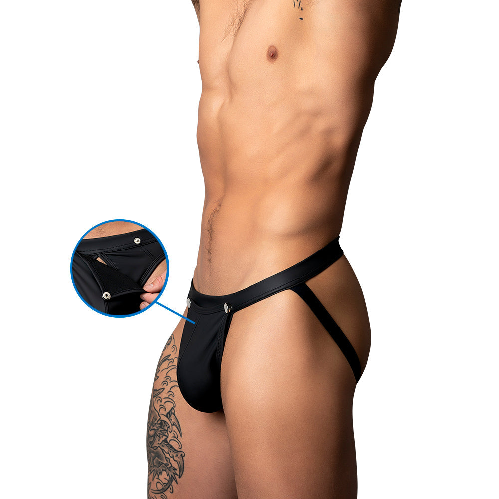 MALE POWER OH SNAP! SNAP OFF THONG BLACK L/XL