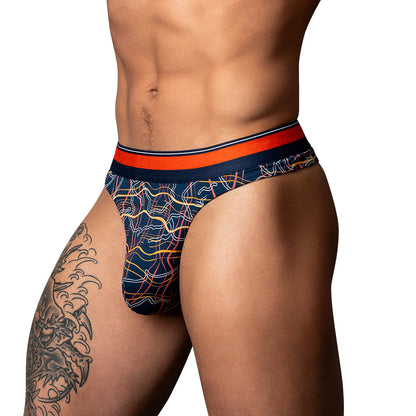 MALE POWER - SOO CUMFY THONG NAVY/ORANGE S/M
