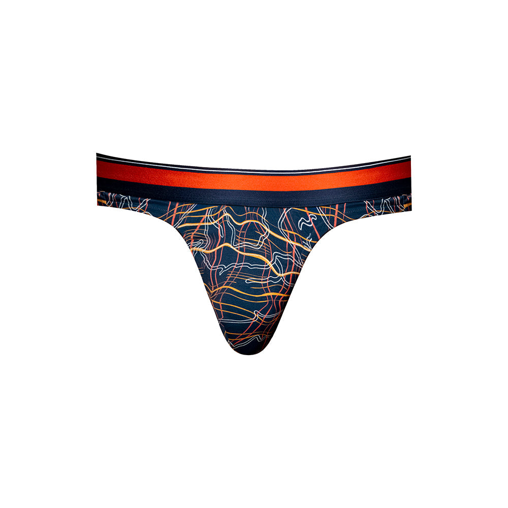 MALE POWER - SOO CUMFY THONG NAVY/ORANGE S/M