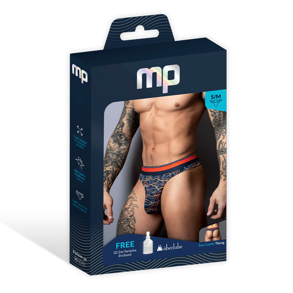 MALE POWER - SOO CUMFY THONG NAVY/ORANGE S/M