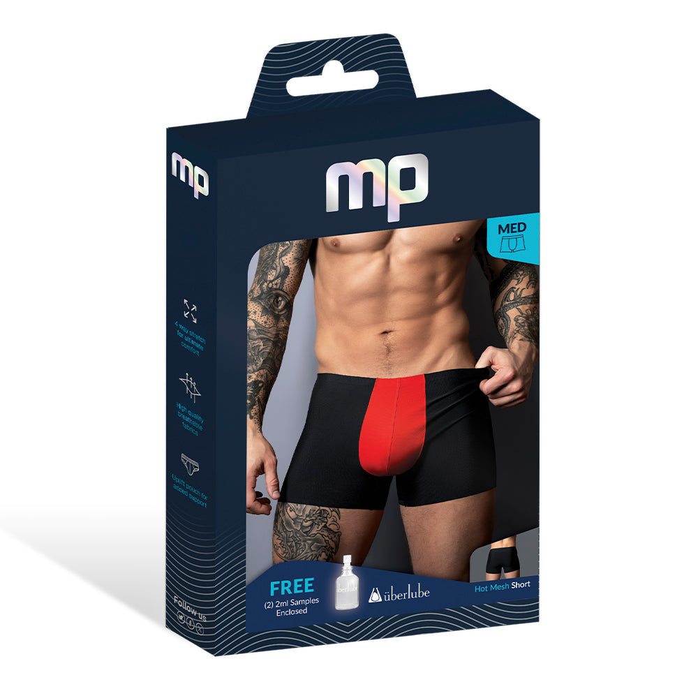 MALE POWER HOT MESH POUCH SHORT BLACK/RED S