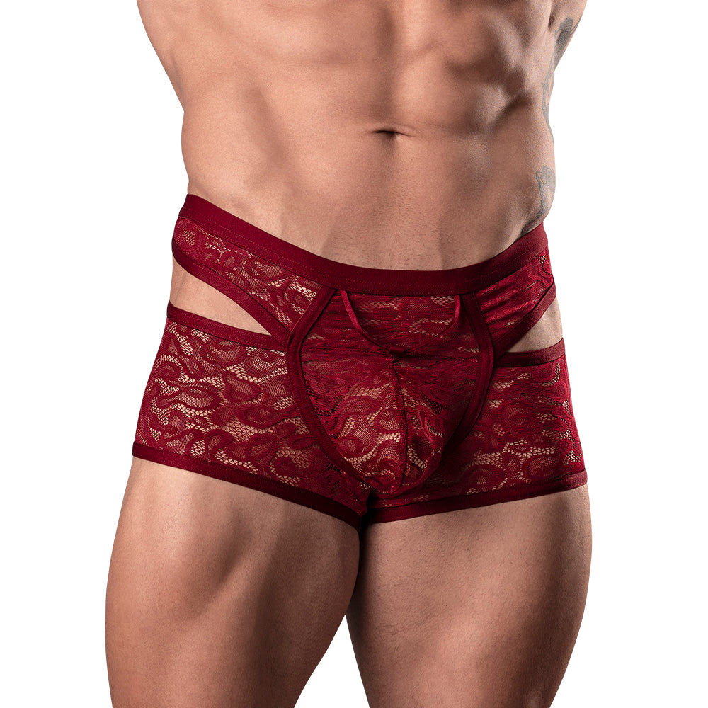 MALE POWER LUCIFER CUTOUT SHORT BURGUNDY S