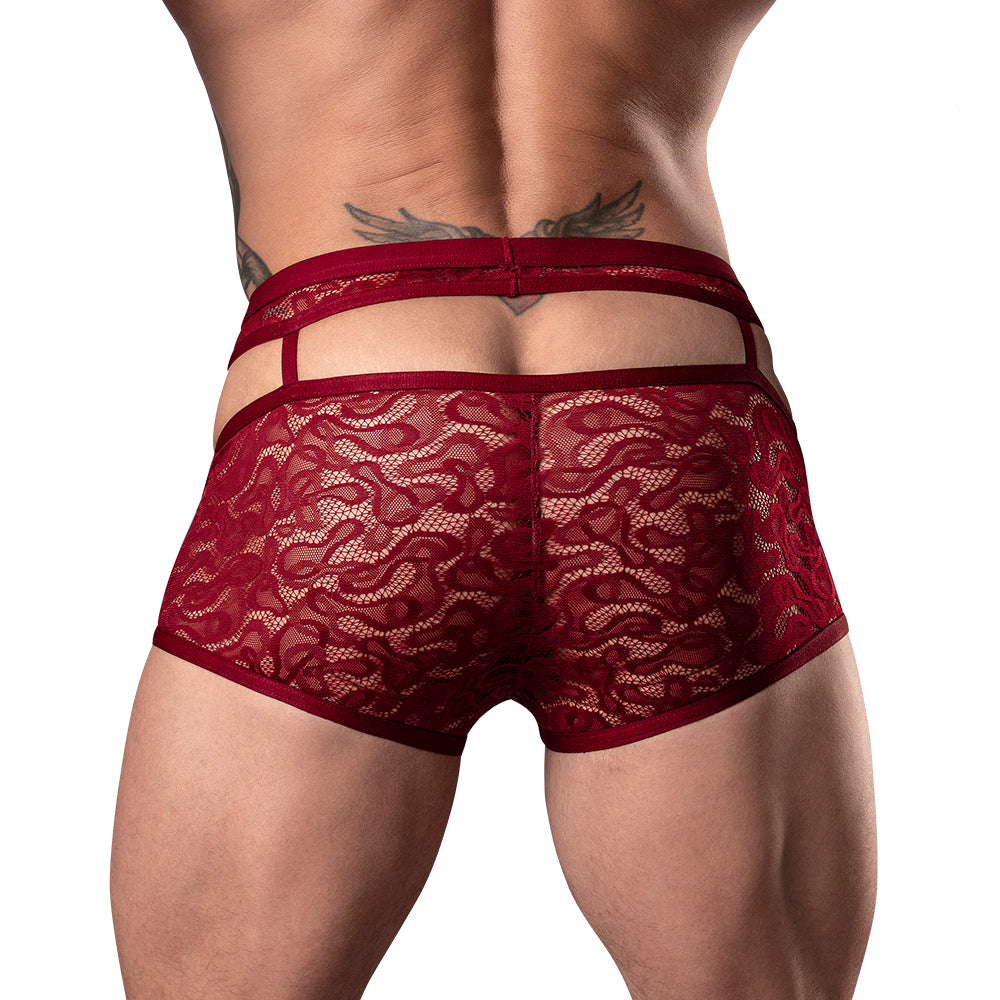 MALE POWER LUCIFER CUTOUT SHORT BURGUNDY M