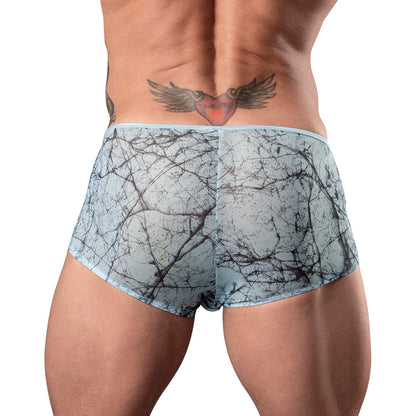 MALE POWER MARBLE MESH MICRO MINI SHORT SILVER BLUE M