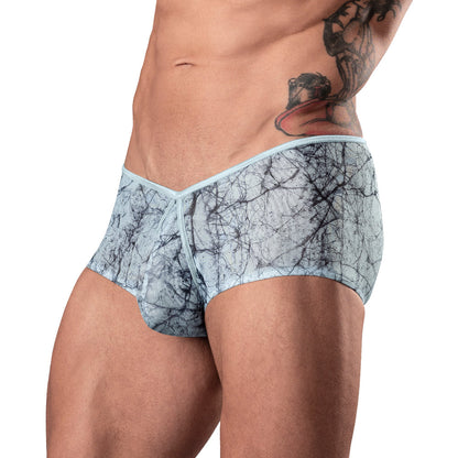 MALE POWER MARBLE MESH MICRO MINI SHORT SILVER BLUE L