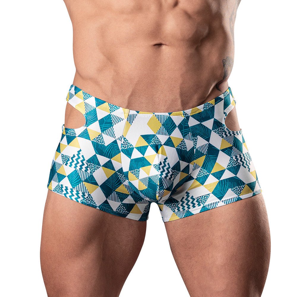 MALE POWER CUT IT OUT! CUTOUT MINI SHORT BLUE/WHITE M