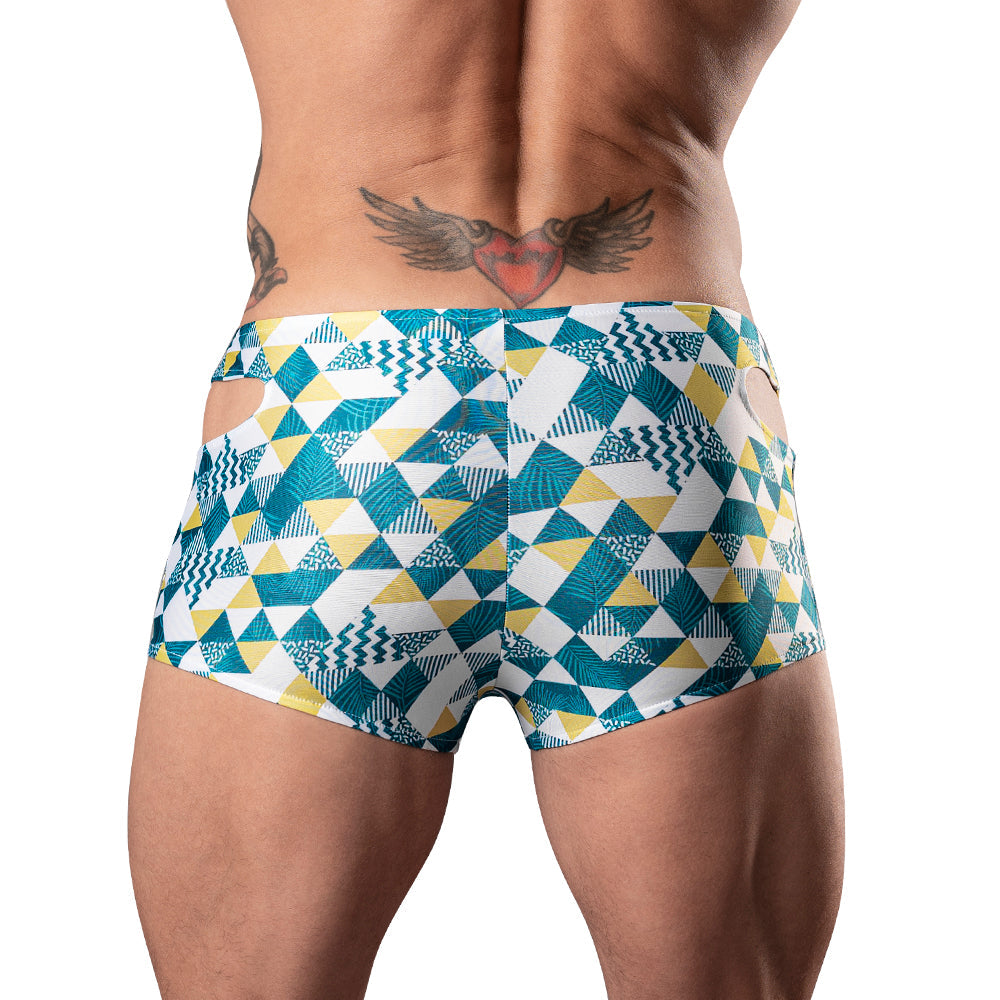 MALE POWER CUT IT OUT! CUTOUT MINI SHORT BLUE/WHITE M