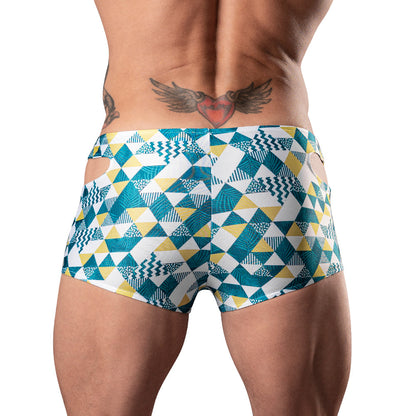 MALE POWER CUT IT OUT! CUTOUT MINI SHORT BLUE/WHITE L