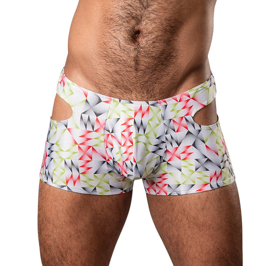 MALE POWER CUT IT OUT! CUTOUT MINI SHORT RED/BLACK L