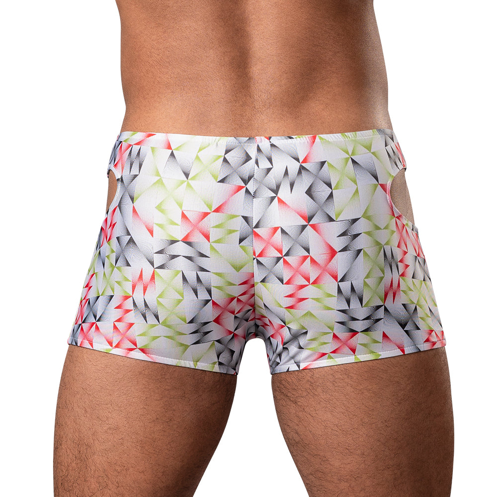 MALE POWER CUT IT OUT! CUTOUT MINI SHORT RED/BLACK L