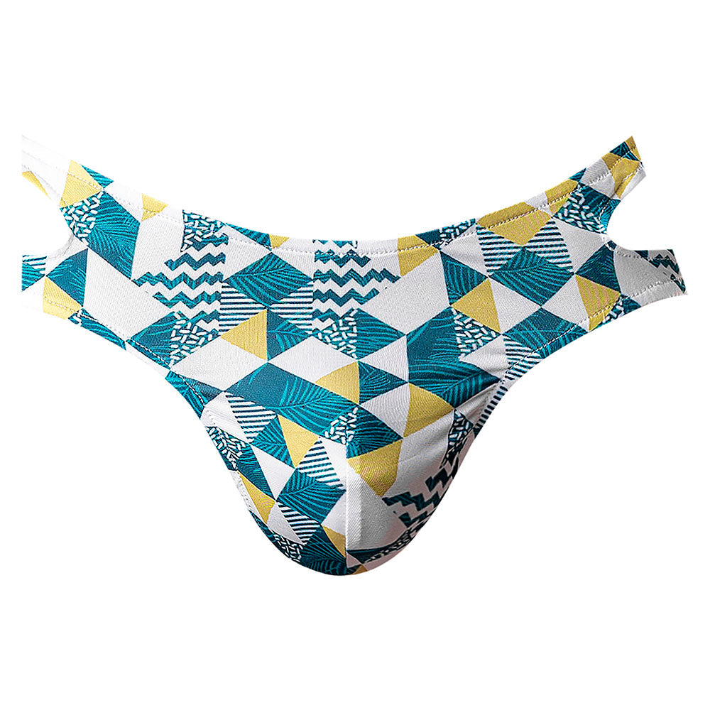 MALE POWER CUT IT OUT! CUTOUT THONG BLUE/WHITE L/XL