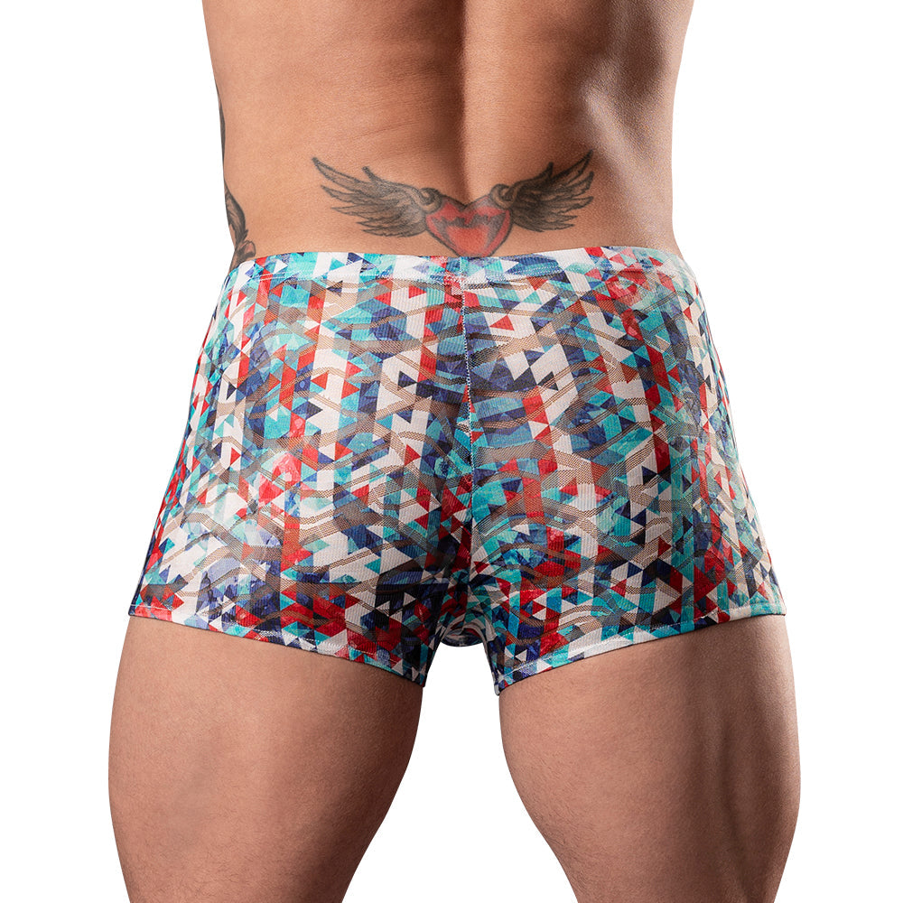 MALE POWER YOUR LACE OR MINE POUCH SHORT GEOMETRIC L