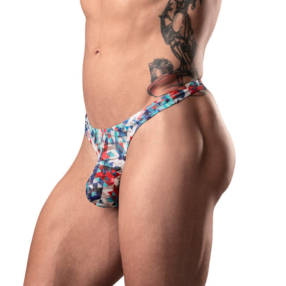 MALE POWER YOUR LACE OR MINE BONG THONG GEOMETRIC S/M