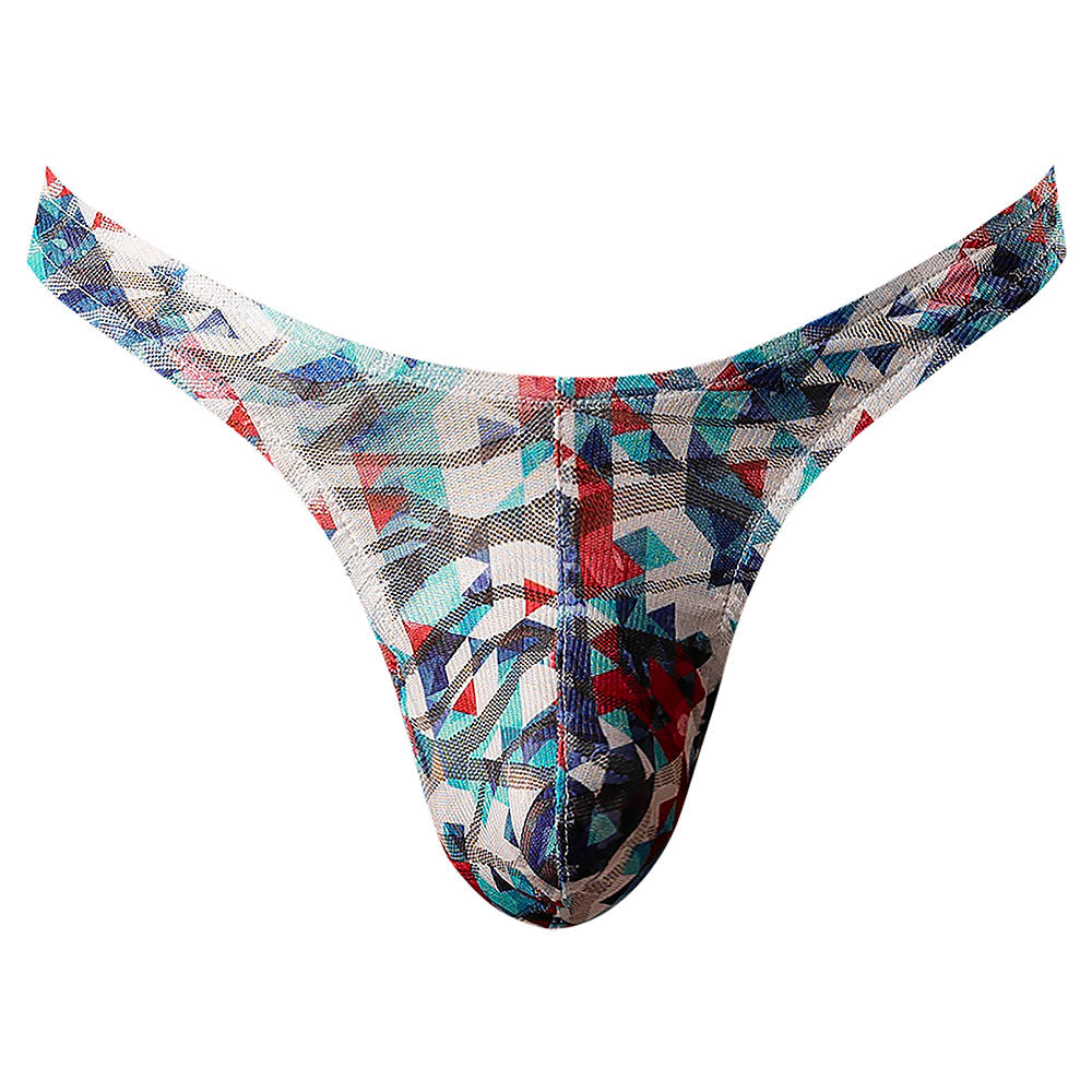 MALE POWER YOUR LACE OR MINE BONG THONG GEOMETRIC S/M