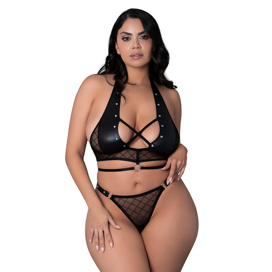 LUST FETISH - DOUBLE CROSSED NADIA BLACK QUEEN SIZE