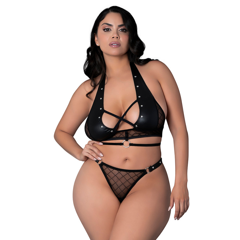 LUST FETISH - NABIA BLACK QUEEN SIZE CRUZADA DOBLEMENTE