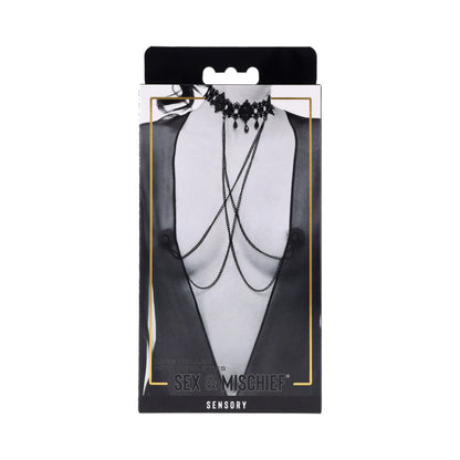 SPORTSHEETS SEX & MISCHIEF LACE COLLAR WITH NIPPLE TIES