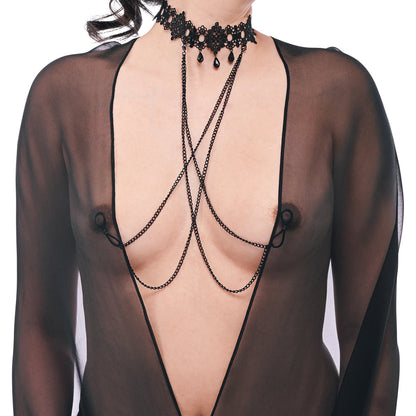 SPORTSHEETS SEX & MISCHIEF LACE COLLAR WITH NIPPLE TIES