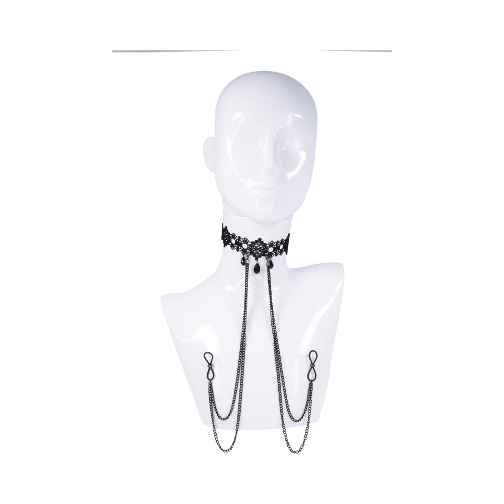 SPORTSHEETS - SEX & MISCHIEF LACE COLLAR WITH NIPPLE TIES