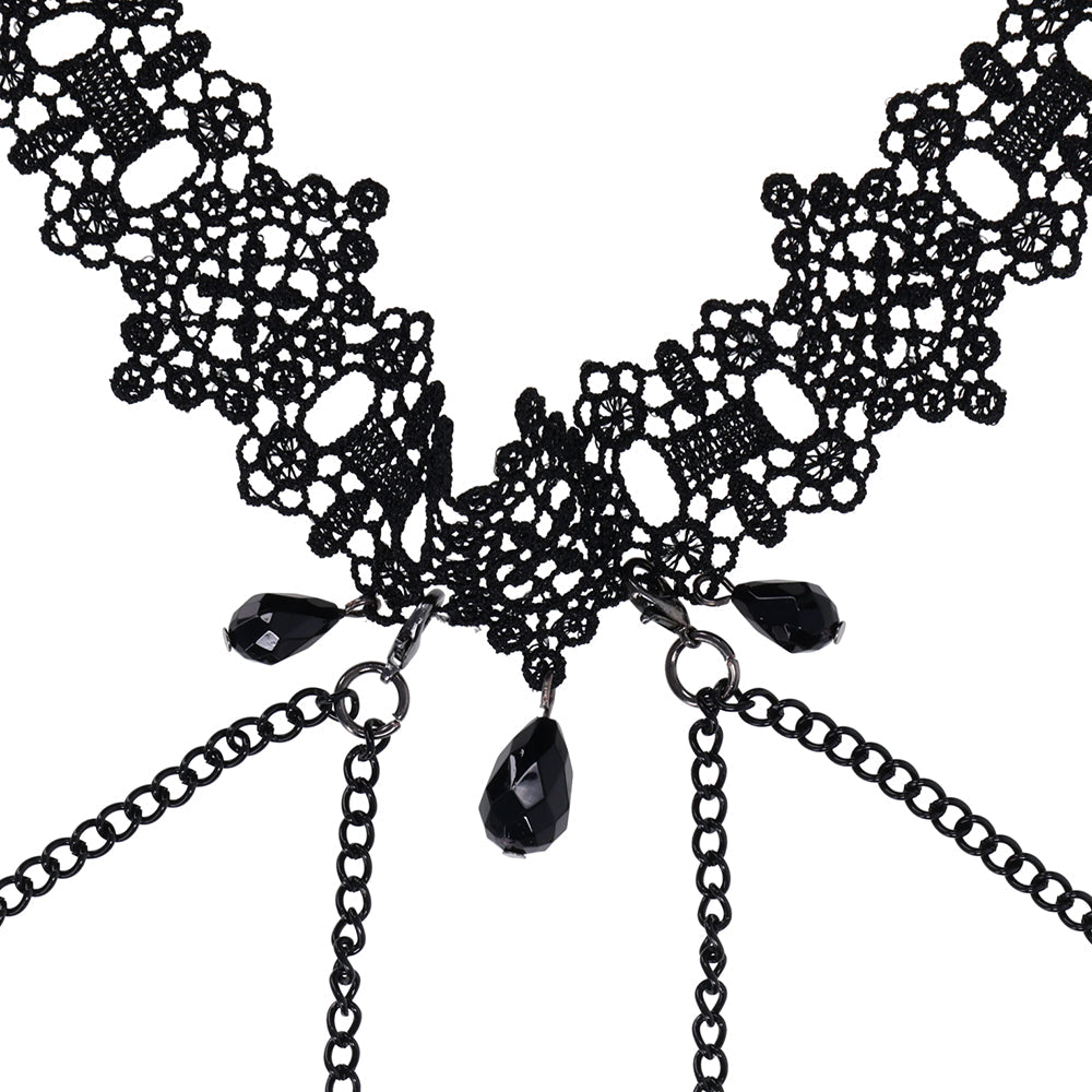 SPORTSHEETS SEX & MISCHIEF LACE COLLAR WITH NIPPLE TIES