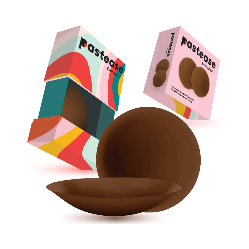 PASTEASE HALOS REUSABLE STICKY ADHESIVE SILICONE NIPPLE COVER DARK LARGE D+ CUP