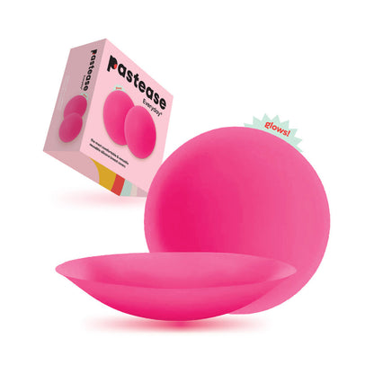 PASTEASE - HALOS REUSABLE STICKY ADHESIVE SILICONE NIPPLE COVER NEON PINK GLOW-IN-THE-DARK SMALL A-C CUP